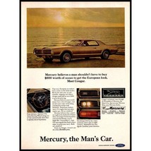 1967 Mercury Cougar Coupe Vintage Print Ad Man&#39;s Car Sexist Beach Wall Art - £8.20 GBP