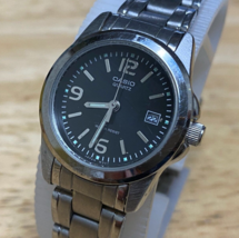 Vintage Casio LTP-1215 Lady Silver Black Analog Quartz Watch~Date~New Battery - £15.14 GBP