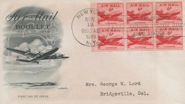ZAYIX US C39a-4 Artmaster FDC 6c air mail booklet pane DC-4 USFM102023105 - £7.90 GBP