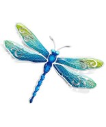 Dragonfly Wall Plaque with Wing Cut Outs 15&quot; long Blue Green Metal Silve... - €25,23 EUR
