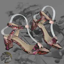 Nine West Womens Snakeskin Print Ankle Strap Open Toe Block Heel Sandals Sz 7.5 - £39.96 GBP
