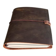 A5 Travelers Notebook With 3 Lined Inserts - Refillable Leather Travel Journal F - £43.49 GBP