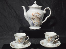 Vintage TRISA Fine Porcelain ANGELICA 6 Piece Cherub Angel Tea Service F... - $42.33