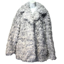 Avec Les Filles Womens Size L Gray Faux Fur Coat Jacket Hook Closure New - £58.58 GBP