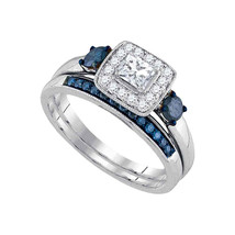 14k White Gold Princess Diamond Bridal Wedding Ring Band Set 3/4 Ctw - £1,089.23 GBP
