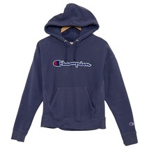 Champion Reverse Weave Hoodie Womens Small Navy Blue Pullover Embroidere... - $31.67