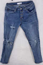 Kancan Jeans Women Size 9 Clarie Mid Rise Boyfriend Denim Ripped Button Fly - $16.82