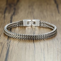 Vnox Retro Link Chain Bracelets for Men Double Overlap Interlocked Curb Chain St - £11.42 GBP