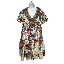 simona barbieri twin set embroidered Smocked Floral Beaded dress Size XL - £35.61 GBP