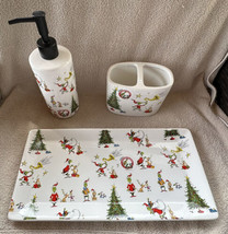 GRINCH MAX CINDYLOU CHRISTMAS BATHROOM SET TRAY SOAP DISPENSER TOOTHBRUS... - £55.46 GBP