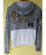 Victoria&#39;s Secret Pink Hoodie Women XS Gray White Gold Black Sequin Dog ... - $32.96 CAD