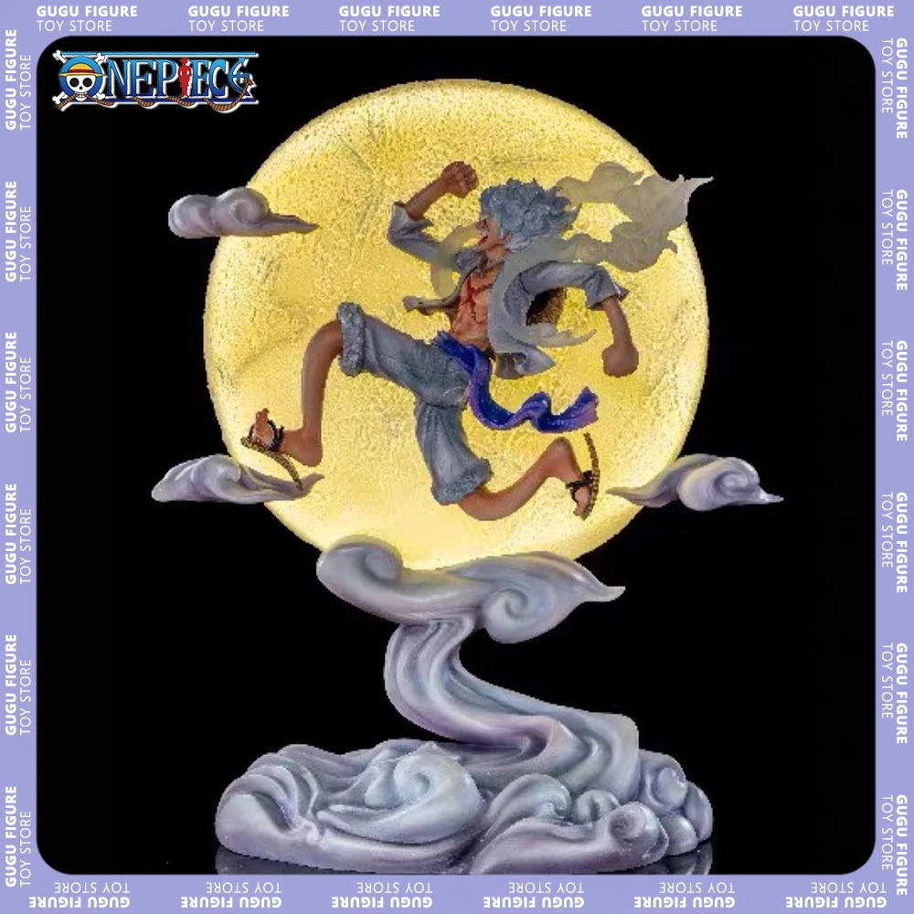 34cm One piece Nika Luffy Anime Figures Gk With Moon Light Action Figurine Pvc - £35.93 GBP+