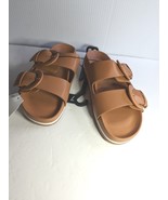 Time &amp; Tru Y2K Buckle Sandals Womens Size 7 Mocha Tan Comfort Rain Garde... - £11.70 GBP