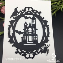 Halloween Haunted House Fancy Frame Crow Spider Metal Cutting Dies Card Craft - $14.06