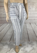 Ny Collection 100% Cotton Gray/White Striped Plus Size Waist Tie Pants Nwt 1X - £10.29 GBP