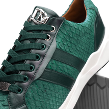Hand painted genuine Snake and calfskin Sneaker Shoes Verona Green image 3
