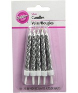 Metallic Silver Spiral 10 Candles in Holder Party Cake Topper - £2.68 GBP