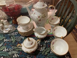 VINTAGE W. ESCHENBACH BAVARIA BRIAR ROSE 21 Pieces Cups/Saucer/Coffee Po... - £98.56 GBP