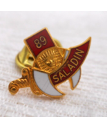 1989 SALADIN SHRINERS MASON Red Gold Sword Lapel Pin 1/2&quot; x 5/8&quot; - £10.21 GBP