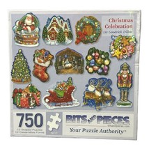 Christmas Celebration 12 Shaped Bits and Pieces Puzzle 750 pcs Santa Sle... - $9.99