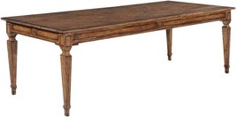 Dining Table Swedish Rectangular 96&#39; Wood Rustic Pecan Finish Detailed Skirt - £2,932.83 GBP