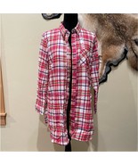 Cherish Plaid Flannel Tunic Red White Tunic Fall Cozy Boutique - $47.47 CAD
