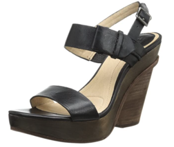 FRYE &#39;Alessandra Belt Sling&#39; Black Leather Platform Heel Sandal 8 M EUC! - £33.29 GBP