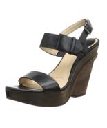FRYE &#39;Alessandra Belt Sling&#39; Black Leather Platform Heel Sandal 8 M EUC! - £38.93 GBP