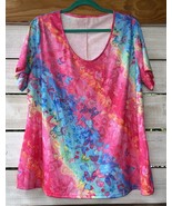 Plus Wm. 2XL Top Stretch Shirt Hippie Gypsy Butterflies Boho Artsy Scoop... - $26.59 CAD