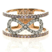 Real 0.54ct Natural Fancy Pink Diamonds Engagement Ring 18K Solid Gold 4G Rounds - £2,663.02 GBP