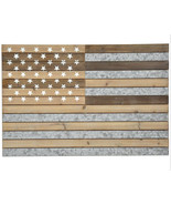 Wood/Galvanized Metal American Flag Wall Art M6 - £316.53 GBP