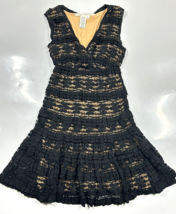 Max Studio Sleeveless V Neck Black Lace Dress Tiered Skirt Ruffles Size XS - £17.12 GBP