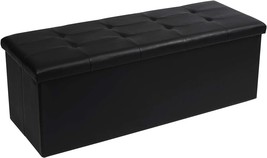 Generate PINPLUS Folding Storage Ottoman Bench with Tray,Faux Leather Long - £67.46 GBP