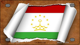 Tajikistan Flag Scroll Novelty Mini Metal License Plate Tag - £12.01 GBP