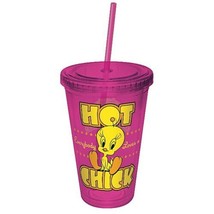 Looney Tunes Tweety Bird Hot Chick 16 oz Acrylic Travel Cup with Straw UNUSED - £11.59 GBP