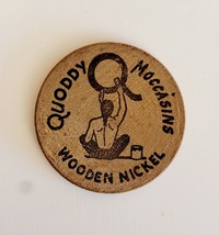 Vintage 1969 Quoddy Maine Wigwam Moccasins Wooden Nickel Perry Collectible - £18.58 GBP