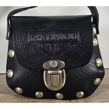 Harley Davidson Motorcycles Black Leather Mini Purse Satchel Bag Biker R... - $462.61 MXN