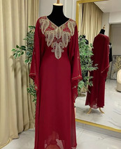 Long Gown Ramzan Eid SALE Georgette Moroccan Dubai Kaftan Abaya Farasha ... - $107.00