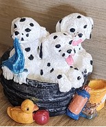 3 Dalmatian In Wash Tub Bathing Puppies Figurine 1 1/2&quot; High Resin Minia... - $6.29