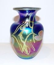 1987 Glasshouse Studios Erik Brakken Art Glass Iridescent Hanging Hearts Vase - £85.50 GBP