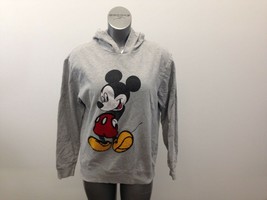 Disney Mickey Mouse Hoodie Women’s Medium Gray Graphic Long Sleeve Cotto... - $11.77