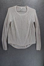 H&amp;M Womens Pullover Sweater Off White Long Sleeve Raglan Knit S - $11.88