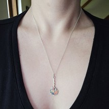 Vintage Dainty Silver Colorful Modern Abstract Guitar Geometric Necklace - $24.99