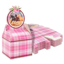 24X Pink Plaid Horse Party Favor Goodie Treat Box For Cowgirl Birthday 3... - £27.26 GBP