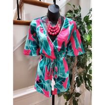 Famulily Women's Pink &amp; Blue 100% Polyester V-Neck 3/4 Sleeve Casual Rom... - $27.72