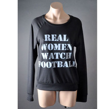Black Womens FOOTBALL Casual Long Sleeve Sweashirt Round Neck Graphic To... - $27.41 CAD