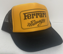 Vintage Ferrari Racing Hat Trucker Hat snapback Gold Black Supercar Adju... - £14.00 GBP