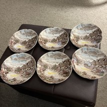 6 Vintage Johnson Bros Olde English Countryside Saucers Ironstone 5.5&quot; D - £17.46 GBP