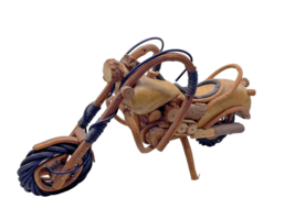 Vintage Motorcycle Wooden Tramp Art Figurine Statue MCM Bookshelf Decor ... - £37.08 GBP