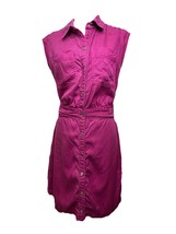 WHBM Pink Denim Shirt Dress Sz 8 Front Snap Work Schoolgirl Date Sleevel... - $460.88 MXN